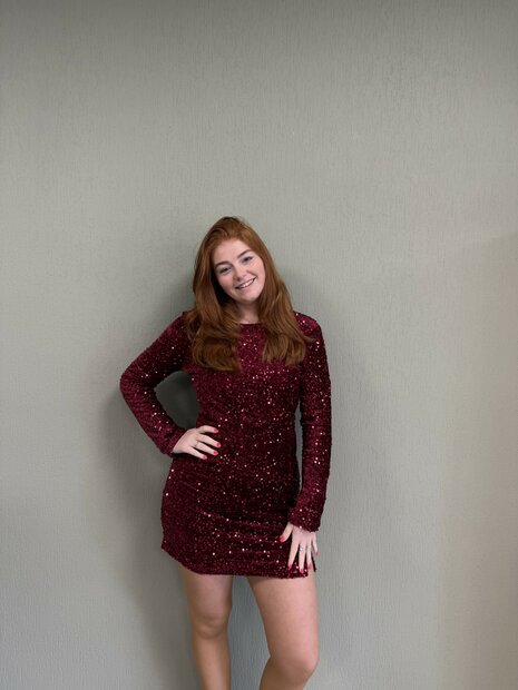 Jazz glitter jurk bordeaux